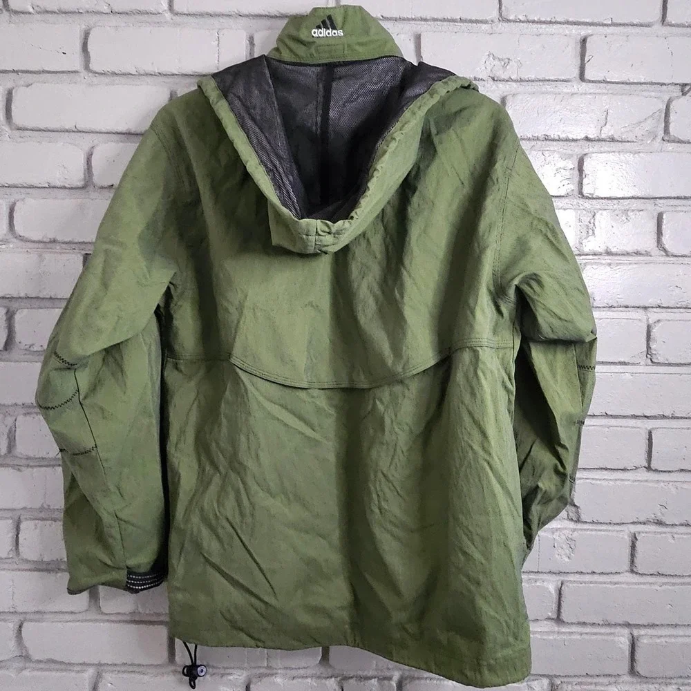 Vtg Adidas Equipment Anorak Jacket Olive Green‎ Half Zip Hooded Mens Medium 90s